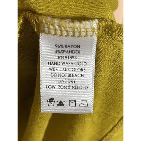 Dialogue Womens Pleated Scoop Neck 3/4 Sleeve Top Rayon/Spandex Yellowish in XL - Picture 4 of 13